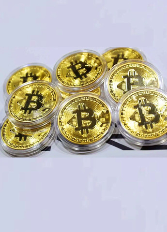 Монета BTC Біткоїн Bitcoin в капсулі gold Blue Orange (305778033)