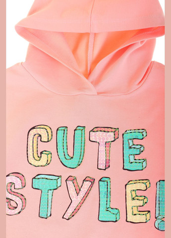 Персиковий демісезонний худі + брюки 16488 персиковий і чорний Breeze