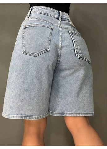 Шорты женские джинсовые Liana 4-015 бермуды высокая посадка большие размеры стрейч голубые Lian (328057023)