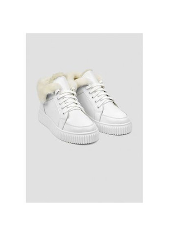 Белые зимние кеды (ботинки) на овчине натуральная кожа белые р. (81907b) Vm-Villomi
