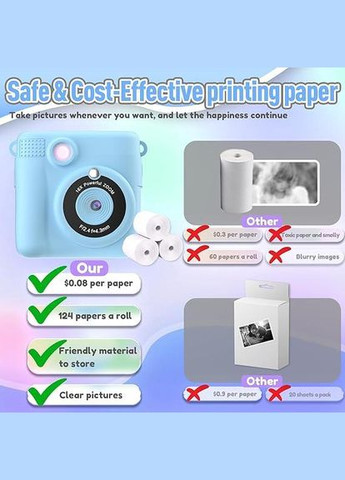 Дитяча камера Instant Print (сток, синя) No Brand (316303999)