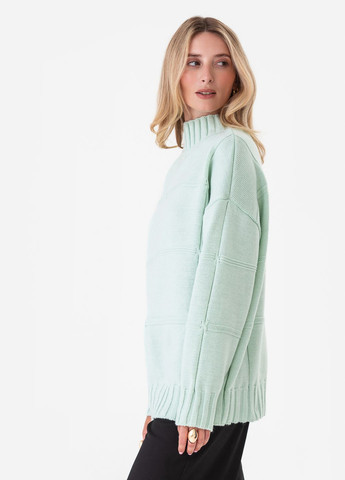 Мятный женский свитер с геометрическим рисунком SVTR