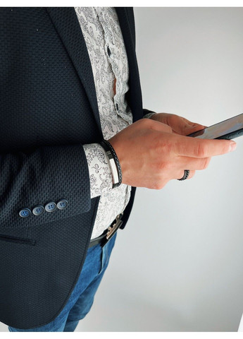 Браслет під гравіювання з медичної сталі на шкіряному ремішку 20.5см BH-004 No Brand (299486353)