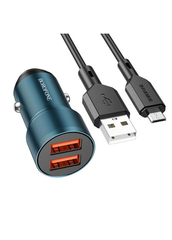 Автомобильное Зарядное Устройство BZ19 Wisdom Micro 2.4A Цвет Сапфирово-синий Borofone (340935318)