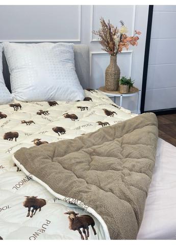 Одеяло евро открытое двустороннее из овечьей шерсти Pure Wool 21441 195х215 см капучино Arda (365964071)