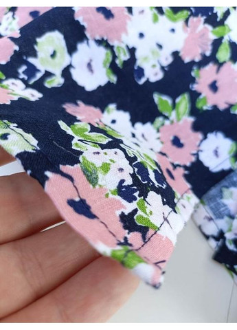 Синя квітчаста сукня міді з льоном Zara