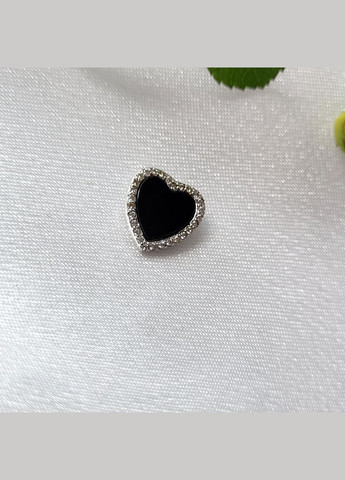 Срібна підвіска кулон Сердце з Чорним Оніксом Срібло 925 проби Родоване пк2фо/2079 0.90г No Brand (306741932)