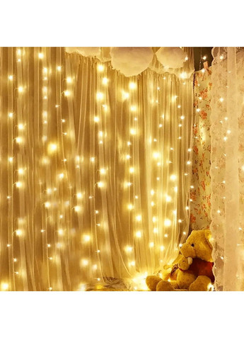 Светодиодная гирлянда на окно с работой от сети контроллером соединением гирлянд 3х2м 192 LED (478679-Prob) Желтая Unbranded (308289990)