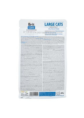 Сухой корм Cat GF Large Power & Vitality для кошек больших пород, утка и курица, 400 г Brit Care (362703369)
