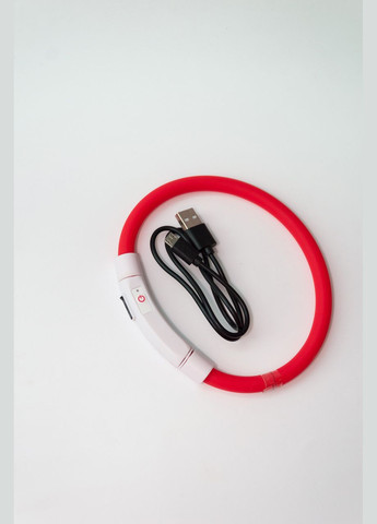 LED ошейник светодиодный для котов и кошек с USB зарядкой 5070 см Красный No Brand - (323236416)