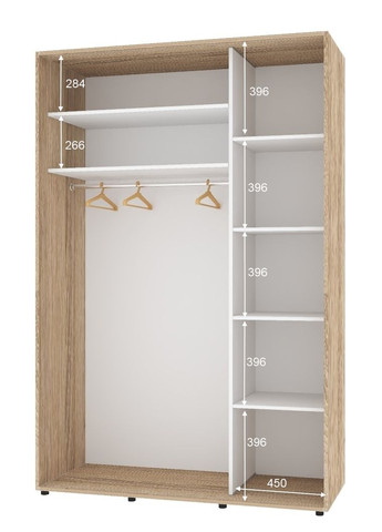 Шкаф-купе двухдверный Комфорт Мебель 140*60*210 см Натуральный 2 двери ДСП Стандарт Комфорт Меблі (360434815)