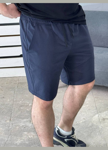 Темно-синій літній чоловічій літній комплект crocs темно-сині шорти та чорна базова футболка Vakko