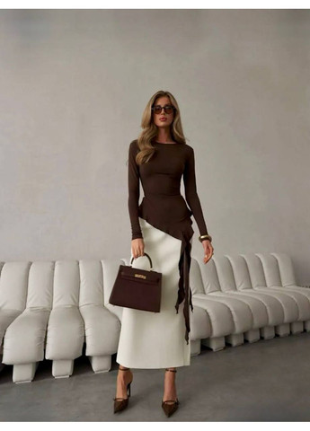 Женский лонгслив с ассиметричным волнистым низом. MonCher (369378567)