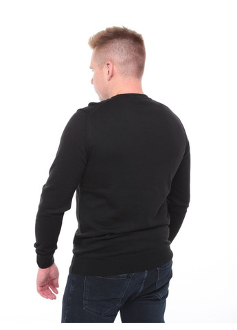 Черный зимний свитер мужской черный тонкий однотонный джемпер MarcoStar Приталена