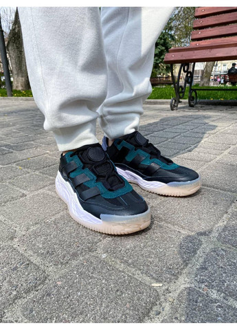 Серые демисезонные кроссовки мужские adidas niteball white black green адидас найтбол No Brand