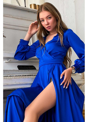 Синя вечірня сукня атлас шовк 23057 синя Tanita-Romario