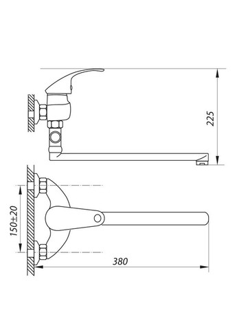 Элегантный смеситель для ванны EYB 135 с удобным изливом Zerix (361149630)