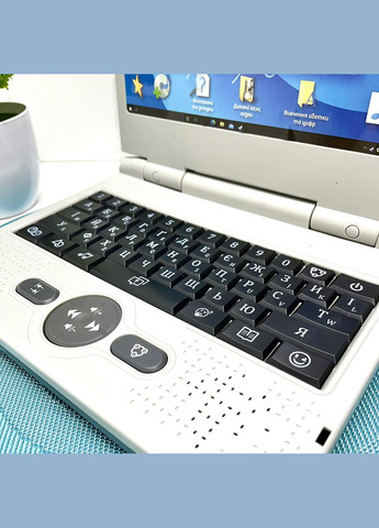 Ноутбук дитячий інтерактивний режими вивчення цифр алфавіту укр та англ мова Сірий (88777) WToys (318070130)