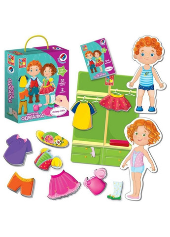 Дитяча гра "Магнітна Одягалка Олівер і Мія" VT3702-12, 2 ляльки, 31 магнітний елемент No Brand (316914590)
