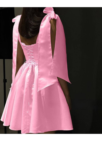 Розовое праздничный, повседневный, кэжуал, вечернее женское платье клеш No Brand однотонное