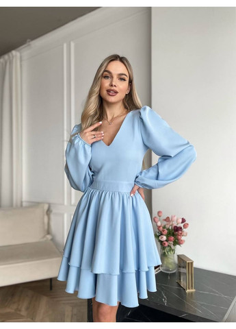 Блакитна святковий, повсякденний, вечірня 👗 стильна жіноча сукня з багатоярусною спідницею бебі долл queensleep_7km