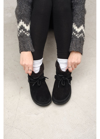 Жіночі зимові замшеві уггі чорного кольору з фактурним декоративним шнурком (відшив 3 дні) Paradize (366031312)