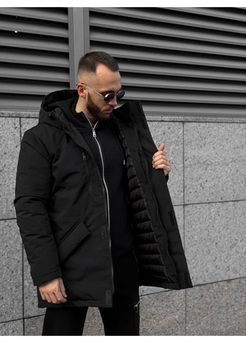 Чорна зимова чоловіча куртка на пуху gard чорна подовжена No Brand