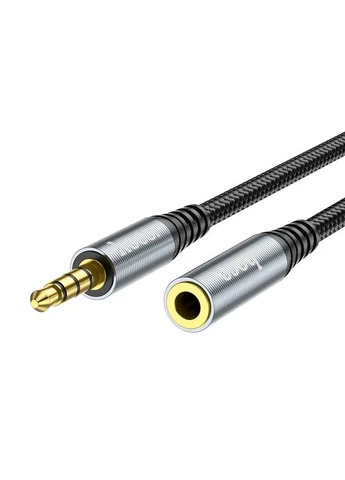 Аудiокабель UPA20 3.5mm male to 3.5mm female, nylon braid, 2m, Metal Gray Hoco (388967287)