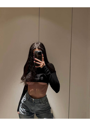 Женский черный кроп-топ No Brand (351150098)