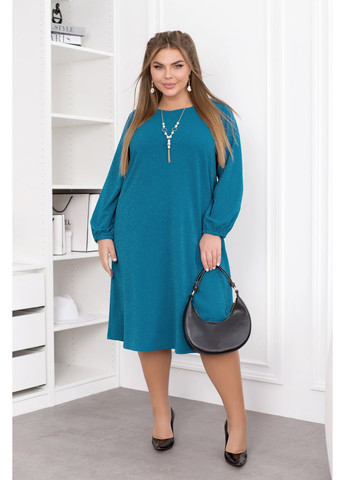 Бирюзовое коктейльное платье а-силуэт Minova однотонное