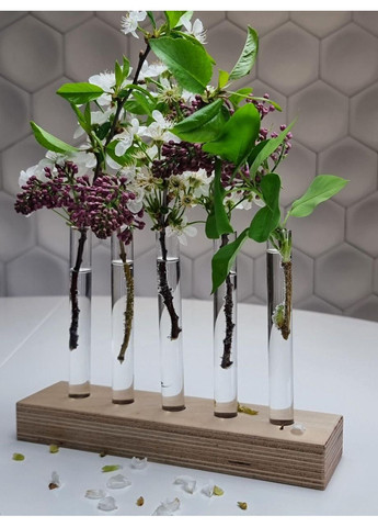 Деревянная ваза для цветов с пробирками | Ручная работа | Эко-декор и оригинальный подарок Maysternya (348319097)