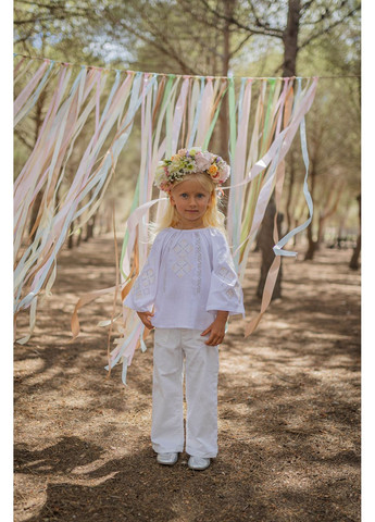 Белая вышиванка для девочки зарево Kashtanchik лен (366213545)