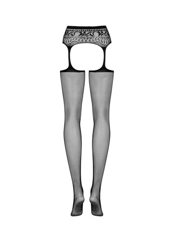 Сетчатые чулки-стокинги с кружевным поясом Garter stockings S307 черные XL/X - CherryLove Obsessive (282958992)