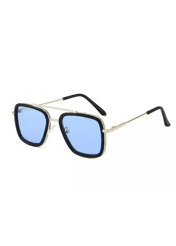 Окуляри чоловічі Тоні Старка сонцезахисні ретро блакитні у сріблястій металевій оправі поляризовані UV400 стиль унісекс No Brand (364859661)