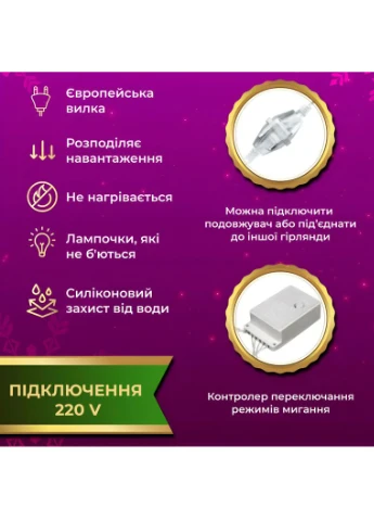 Гірлянда штора світлодіодна GarlandoPro Роса 200LED 3х2м 10 ліній 8 режимів гірлянда крапля роси 173301ML Garlando (370802198)
