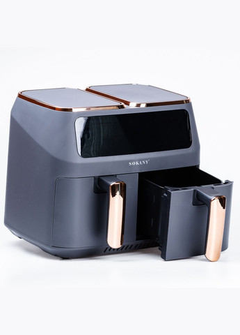 Аерогрильфритюрниця на 8 літрів 2 контейнери з таймером, сірий Sokany SK-ZG-8030 (297668714)