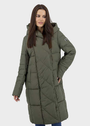 Жіноче зимове синтепонове пальто з біопухом і капюшоном Stella Polare (, ), 36880 на кнопках, на блискавці зима (349446827)