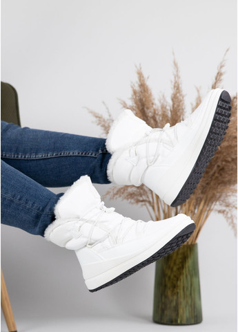 Белые дутики женские с мехом белые (461 белые) Bromen на резинке