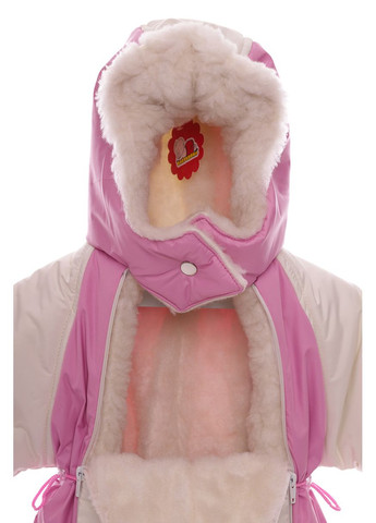 Комбінезон Трансформер для дівчинки на хутрі білий з рожевим 86 см (27462) BABYKROHA (297199478)