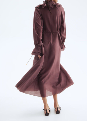 Темно-коричнева сукня H&M однотонна