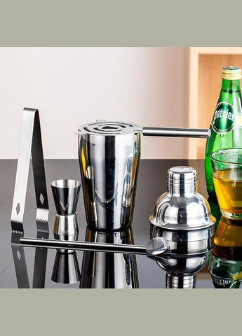 Набір для бару для приготування коктейлів 550 мл 5 предметів Сріблястий (С051366) ТМ (349843714)