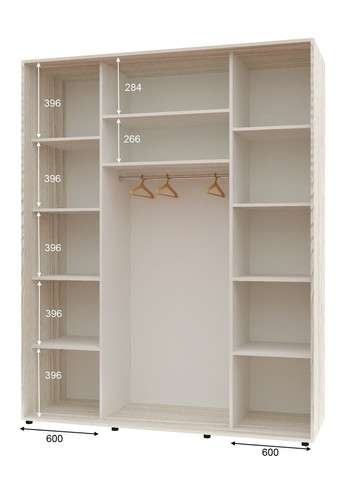 Шафа-купе дводверна 190*60*210 см Дуб Білений ДСП + Дзеркало Максі Комфорт Меблі (360437514)