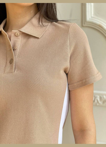 Бежева повсякденний сукня-поло з лампасами поло MonCher