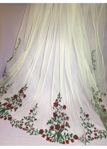 Длинная свадебная фата с вышивкой внизу 2,5м, Айвори, белый. No Brand (369162319)