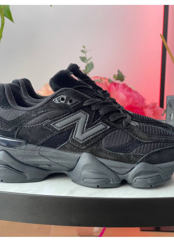Черные демисезонные кроссовки мужские и женские new balance 9060 triple black | нью баланс 9060 черные No Brand