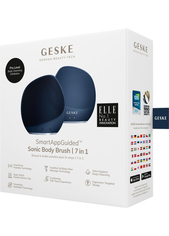Ультразвукова щітка для тіла та інтенсивний пілінг Sonic Body Brush&Intensive Exfoliator 7в1 midnight GESKE (341525982)