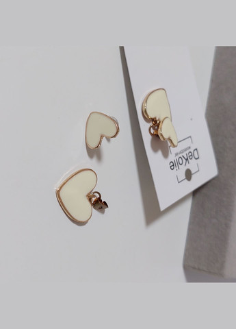 Сережки джекети Серця білі BS054 DeKolie (332622479)