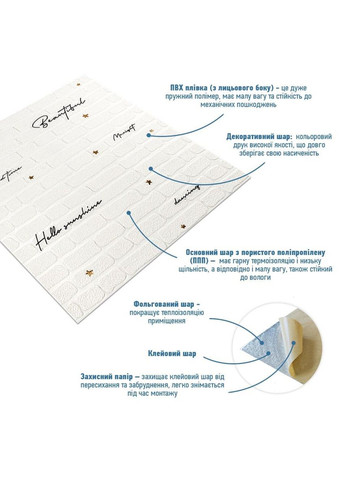 Панель стінова 3D 700х700х4мм напис із золотом (D) SW-00001979 Sticker Wall (300242157)