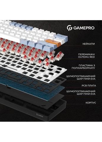 Клавиатура MK130R HotSwap Red Swich RGB Black (MK130R) GAMEPRO (315065076)