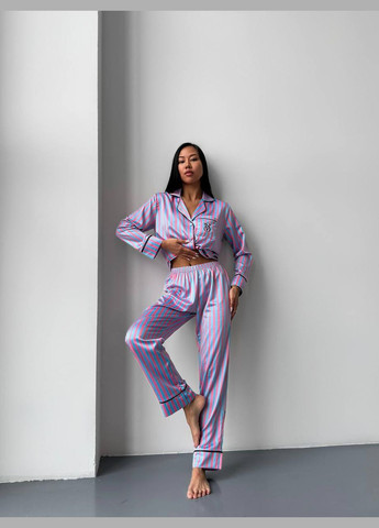 Розовая всесезон стильный домашний комплект-пижама из лого. рубашка + брюки Vakko